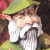 Pixelated garden gnome with green hat and white beard, holding a small object against dark background; adjacent text reads 'Original Icons .com' in bright green.