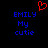 A static pixel art image with blue text reading 'EMILY My cutie' on both sides of a red heart symbol above the left side.
