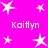 A static image with a bright pink background featuring multiple white star shapes and repeated text "Kaitlyn" in a pixelated font.