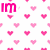 Pixelated pink hearts fill a white background with partial text fragments 'im', 'so', and 'naughty' in bright magenta.