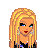 Pixel art image of a blonde woman with blue eyes and red lips, wearing black clothing and silver earrings, next to repeated 'PUNK ROCK CHICK' text blocks crossed out by red X marks.
