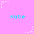 A static image with a pink background featuring repeated cyan text "Katie" and white star-shaped pixel art elements.