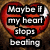 Red heart-shaped icon with bandage and text overlays across three showing emotional progression