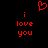 Red pixelated text and heart symbol on black background, with 'i love you' repeated twice.