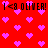 Red background with pink pixelated hearts and repeated black text reading "I <3 OLIVER!" in two horizontal