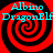 Four identical red and black spiral patterns with cyan text reading "Albino DragonElf" overlaid on each spiral.