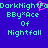 Pixelated text on blue background with green and pink elements, showing 'DarkNightF', 'BBY*Ace', 'Of', 'Nightfall' in green, and a pink heart symbol.