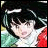 Pixelated anime-style character with dark hair and red clothing, next to stylized text on a black background.
