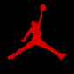 Red silhouette of a basketball player in various poses against a black background, including jumping, walking, and holding a ball.