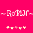 ~Rorari~ ~ ~Rorari~ on bright pink background with two of five pixelated hearts below