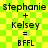 Green and yellow checkered background with black text displaying 'Stephanie + Kelsey = BFFL' repeated twice in a
