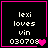 Black background with pink border displays text 'lexi loves vin 030708' and a small pink heart icon.