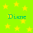 Bright green background with scattered yellow stars and four instances of the name 'Diane' in cyan text.