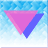 Animated sequence of overlapping pink and blue triangles against a light blue patterned background with subtle color shifts.