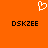 A static orange background with a white pixelated heart symbol above two identical black text strings reading DSKZEE.
