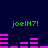 Green text 'joeIN7!' appears above pink bar graphs on a dark blue background, with two identical frames showing different bar graph patterns.