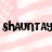 Pink and white striped background with repeated black text "shauntay shauntay" in two horizontal