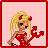 A 3x3 contact sheet of an animated pixel art icon featuring a blonde devil character with red horns and tail, alternating between full-body poses holding a pitchfork and close-ups of her legs in black boots, alongside text frames spelling "i'LL BE UR LiL DEVIL" on pink background.