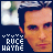 Animated contact sheet of 15 frames showing a pixelated Bruce Hayne icon with text variations and facial expression changes against a dark blue background.