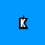Six distinct text-based icons arranged in two on a solid blue background, each displaying progressively longer variations of the name 'Ken' with pixelated white lettering and black outlines