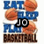A vertical stack of basketball-themed buddy icons with text overlays, featuring orange basketballs and blue-and-brown lettering.