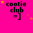 A bright pink background with repeated 'cootie club =]' text and yellow stars in a pattern, showing animation changes across frames