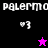 Pixelated icon with 'palerma' text, heart symbols, and star shapes on black/purple/magenta backgrounds.