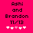 Pixelated text and heart icons on a bright pink background, with two variations of the same design showing different heart positions.