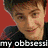 A collage of five distinct pixelated images featuring text and characters, including a red background with partial text 'my obsessi' and a bright light effect.