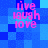Blue pixelated background with pink text reading 'live laugh love' in four identical quadrants