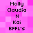 Pixelated text displays 'Molly Claudias' and 'Kai' on a pink checkered background with repeated patterns.