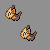 Pixel art character with brown fur and yellow face in multiple poses on gray background.