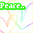 four with rainbow-colored heart outlines and text overlays reading "Peace..", "Love..", and "HiPPIEZ!" in distinct colored boxes