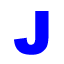 Blue capital letters J, E, S, U, S arranged in two with a vertical cross-shaped JESUS text overlay on white background