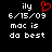 Pixelated text and a red heart symbol on black background with two identical static frames showing 'ily', date, name, and phrase.