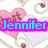Pixelated image with pink hearts and white wings on a light background, featuring cyan text over bright magenta bars.
