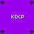Purple background with scattered black plus signs and four instances of white pixelated text reading KDCP.