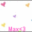 Pixelated heart-shaped icons in pink, purple, yellow, and orange hues scattered across a white background with small colored dots, and pink pixelated text reading 'Max3' at the bottom.