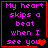 Four identical display pink text on black background with red borders, each containing a heart symbol that changes color across frames