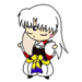 Chibi-style character with white hair and blue eyes in traditional Japanese attire, shown across six sequential poses.