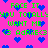 Pixelated green text and blue hearts on a bright pink background with repeated phrases and symbols.