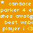 Animated orange background with repeated white text and star symbols, featuring scrolling phrases like 'candace', 'parker 4', 'awsonshes', 'best wnb:', and 'player i <3' in a pixelated font.