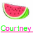 Two identical pixelated watermelon slices with red flesh, black seeds, and green rind displayed side-by-side above stylized text.