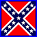 A two-panel contact sheet showing a Confederate battle flag on the left and pixelated yellow text reading "Southern Pride" on the right, both set against solid red backgrounds with blue borders.