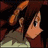 Pixelated anime-style character with brown hair in three distinct poses showing varied facial expressions and clothing details.
