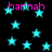 Black background with cyan stars and pink 'hannah' text repeated across the image.