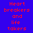 A static image with red pixelated text reading "Heart breakers and life takers" on a blue background, arranged in three of four each