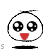 Four pixelated cartoon faces with black outlines, red triangular mouths, and large circular eyes showing different pupil patterns across frames.