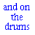 A 2x2 contact sheet of a pixelated animated icon featuring blue text and a low-resolution image of a person with spiky hair playing drums, displayed on a gray background.