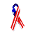 A pixelated ribbon icon with red and white stripes and a blue top section, positioned on the left side of a split background.